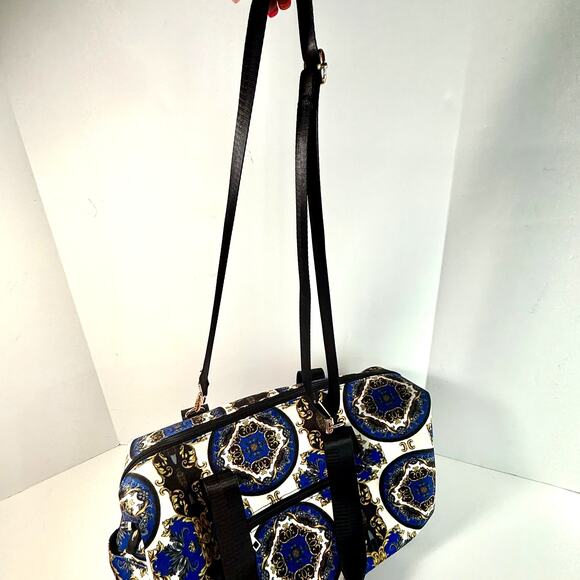 Alice + Olivia Small Duffle Bag with Detachable Strap Blue Gold - Picture 5 of 9